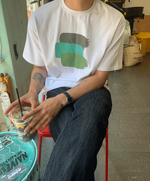 아트 페인트 네추럴 반팔 티셔츠